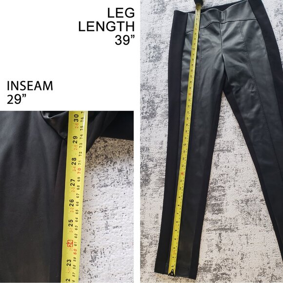 Karl Lagerfield Paris Black Vegan Leather Front Panel Legging Pants - Picture 4 of 7